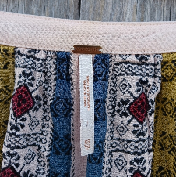 Free People Womens Sz XS Portobello Road Mini Dress Mix Print Cold Shoulder - Picture 6 of 7